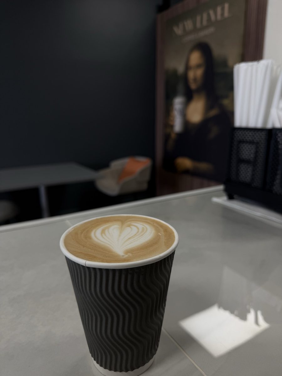 Cappuccino with latte art at New Level Coffee & Bakery
