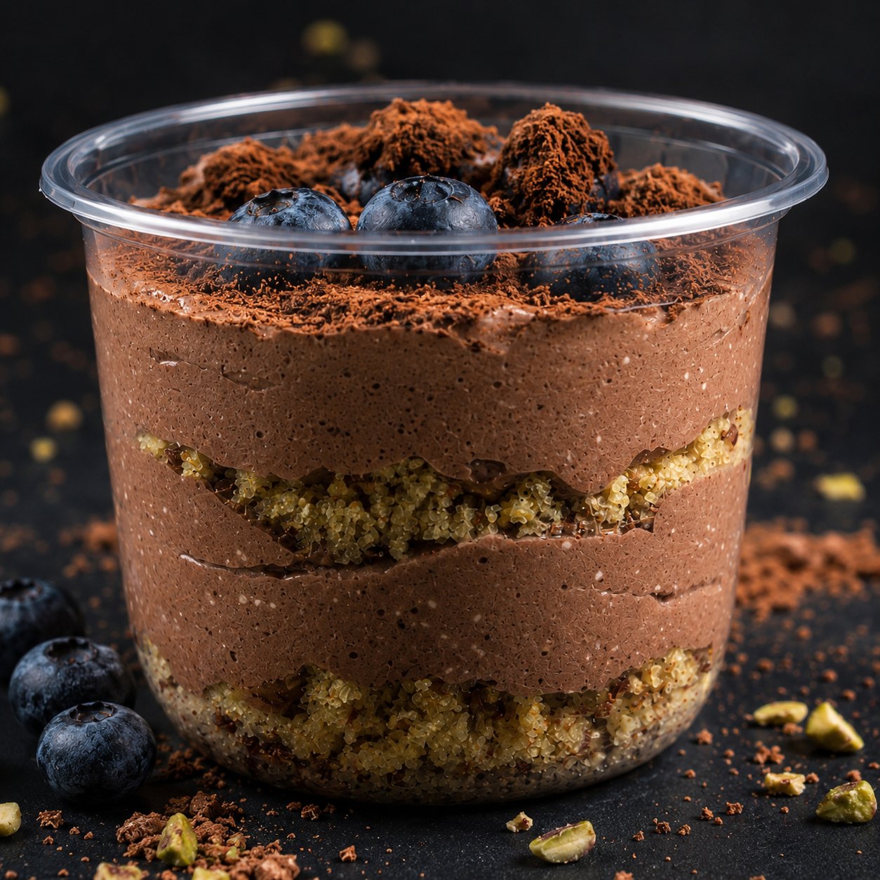 Chocolate and blueberry dessert