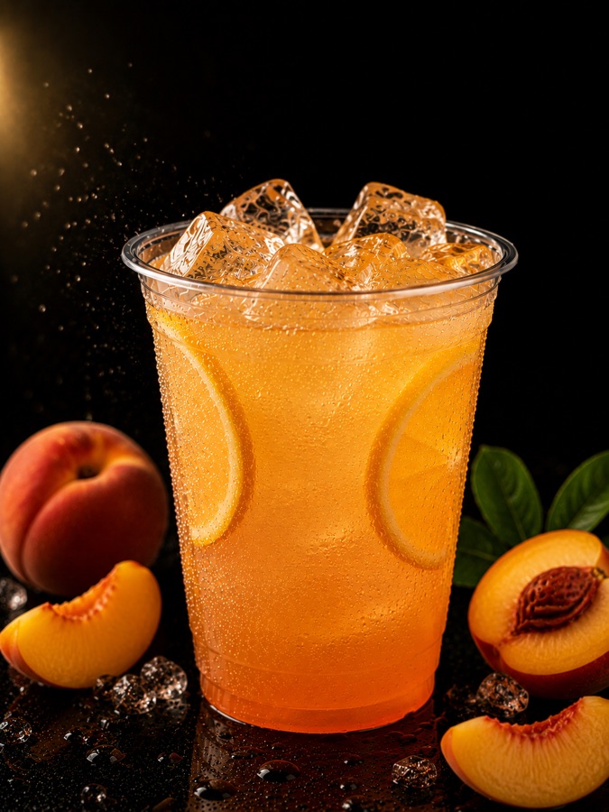 Peach Lemonade — cold drinks at New Level Coffee & Bakery, Pompano Beach